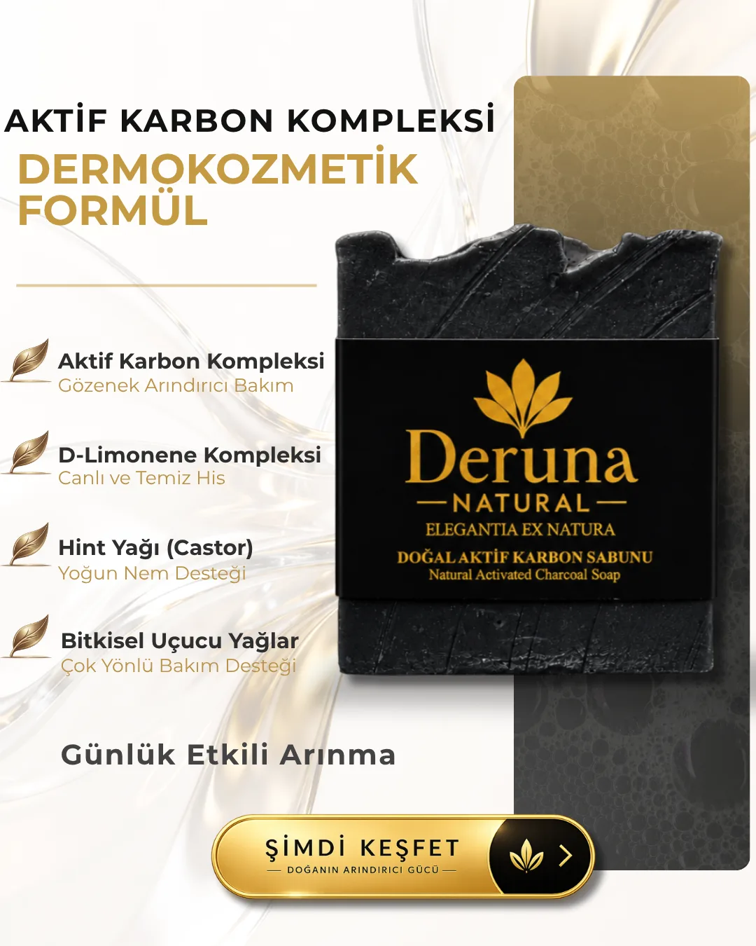 Aktif Karbon Sabunu | Akne & Sivilce ve Gözenek Karşıtı Detoks Bakım | 105g. - Görsel 3
